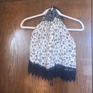 Tie open back halter top